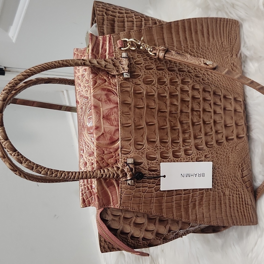 🤎🔹️ Brahmin🔹️ Priscilla Limestone genuine Leather Baracoa Satchel - Picture 9 of 17